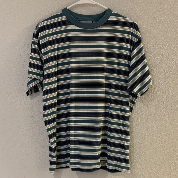 Carhartt WIP Teal and White Striped Tee - Picture 1 of 8